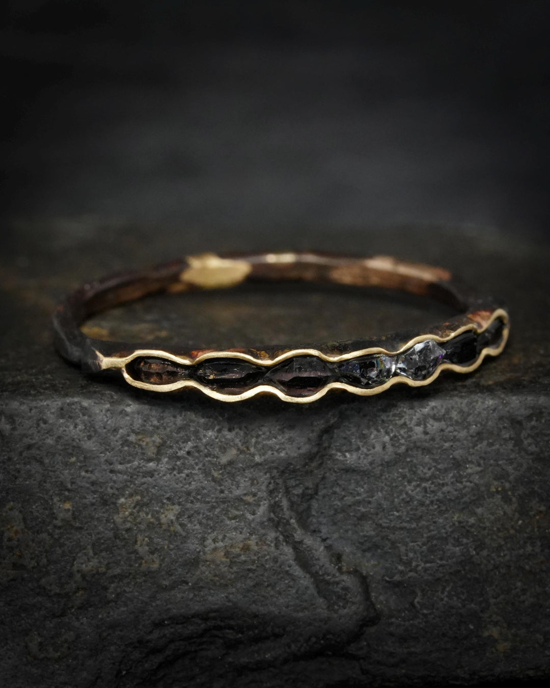 Black Herkimer Diamond Slim Band