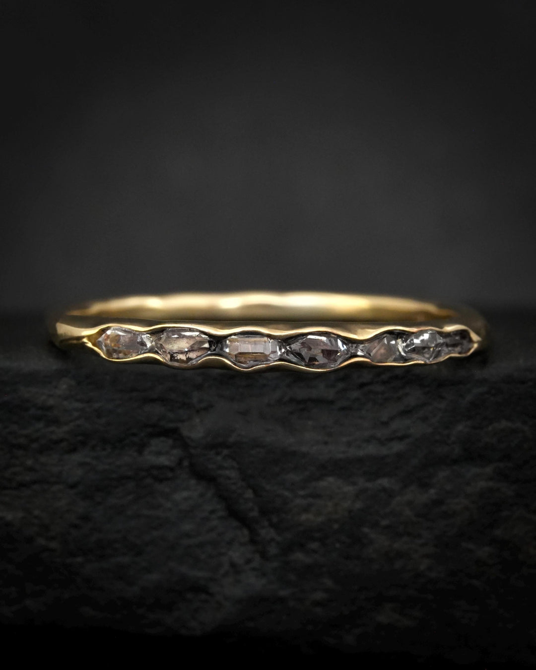 Black Herkimer Diamond Slim Band