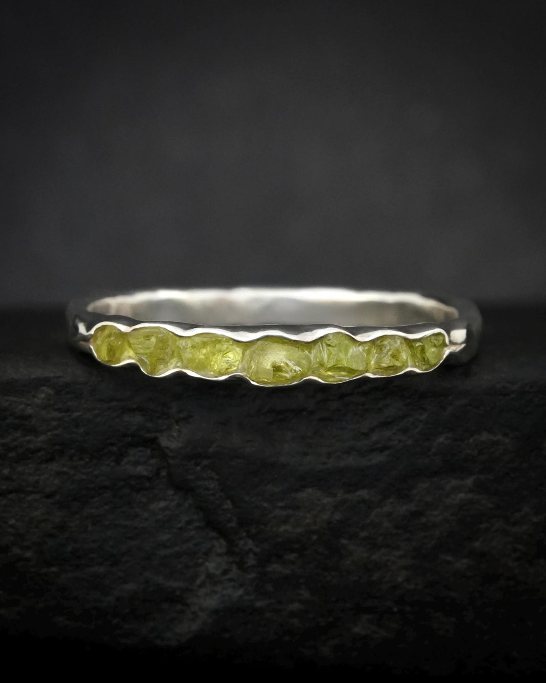 Uncut Peridot Crystal Band