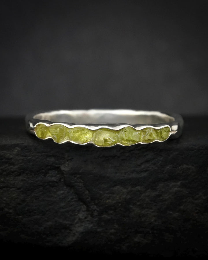 Uncut Peridot Crystal Band