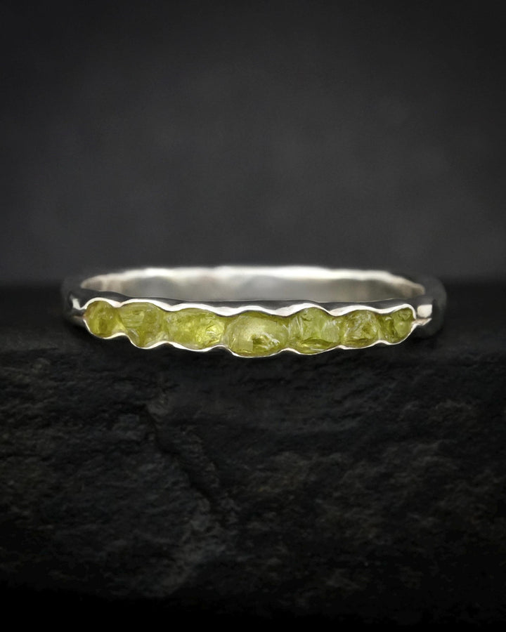 Raw Peridot Band Ring
