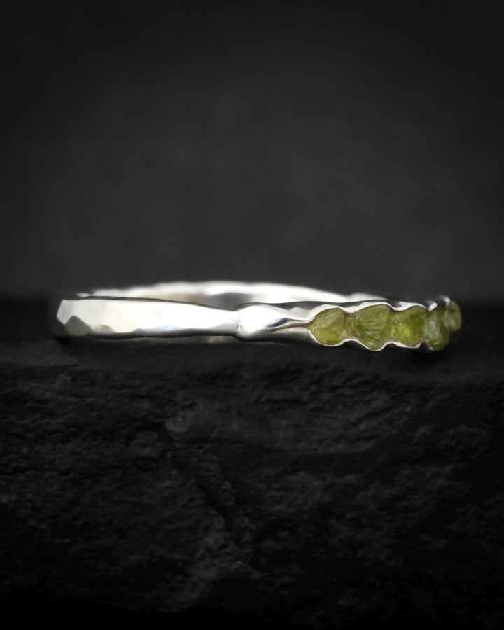 Uncut Peridot Crystal Band