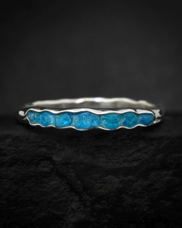 Raw Dark Blue Apatite Ring