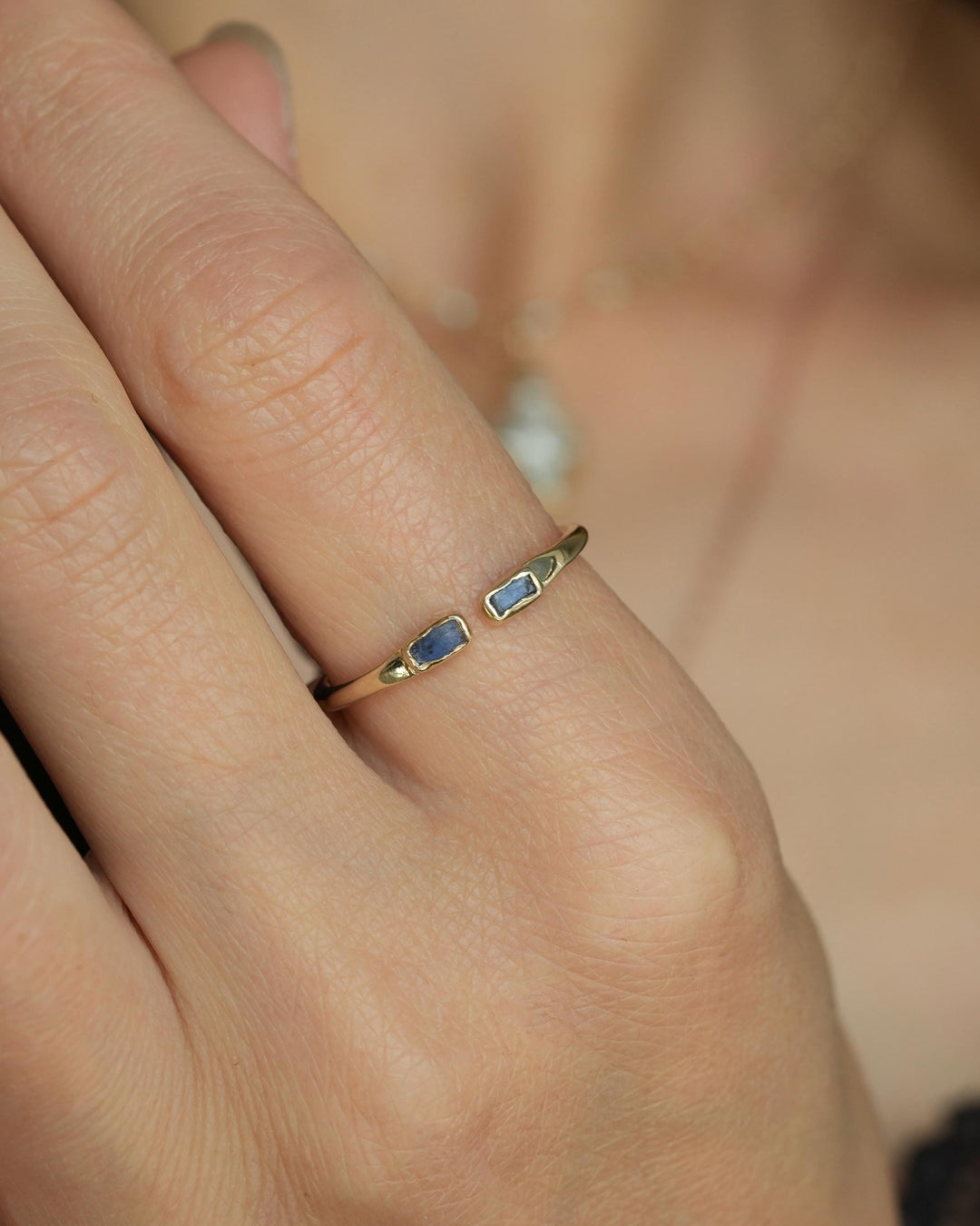 Adjustable Raw Blue Kyanite Ring