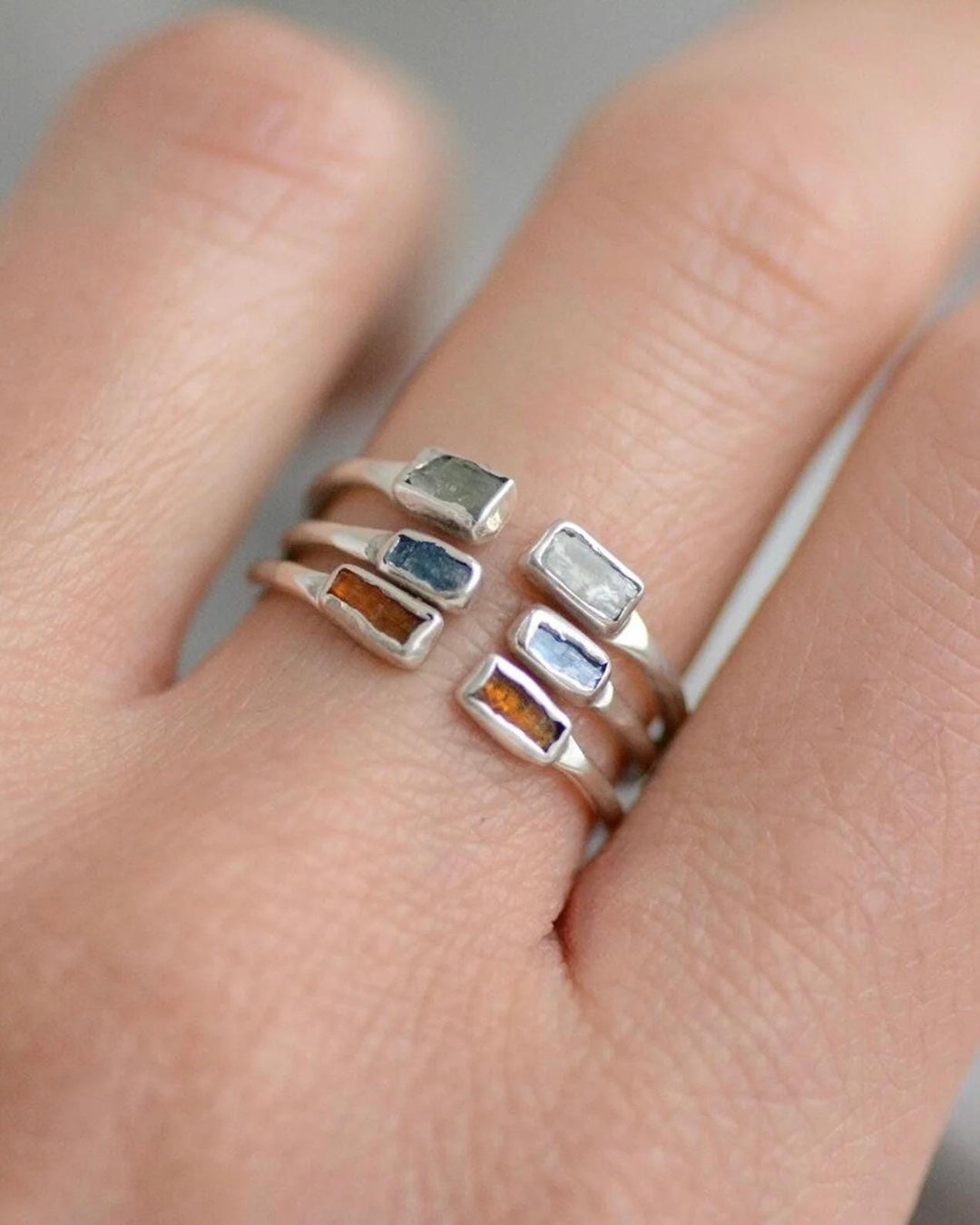 Adjustable Raw Orange Kyanite Ring