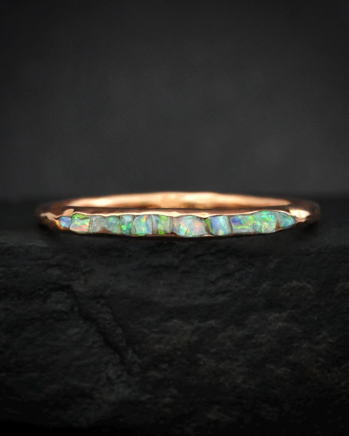 Slim Rustic Raw Opal Band