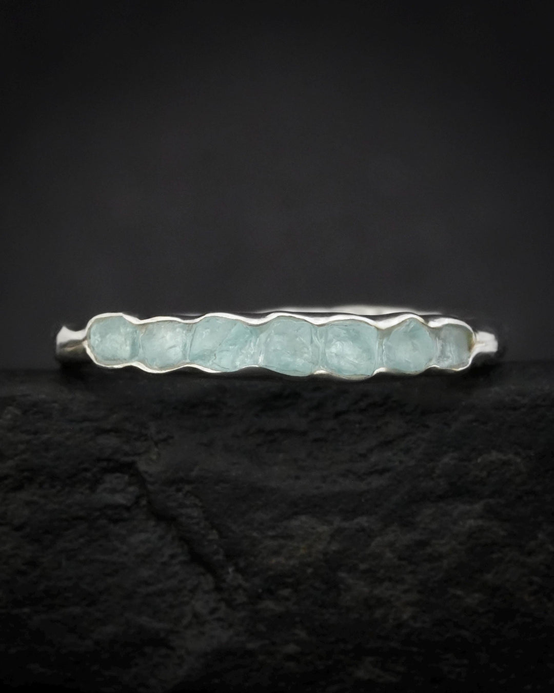 Natural Raw Aquamarine Band