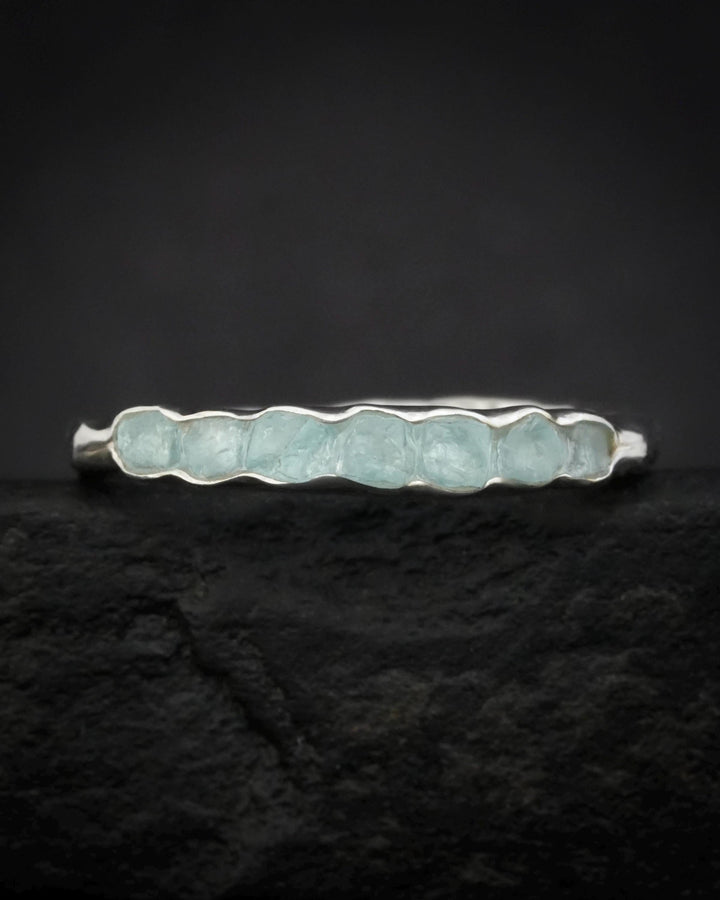 Natural Raw Aquamarine Band