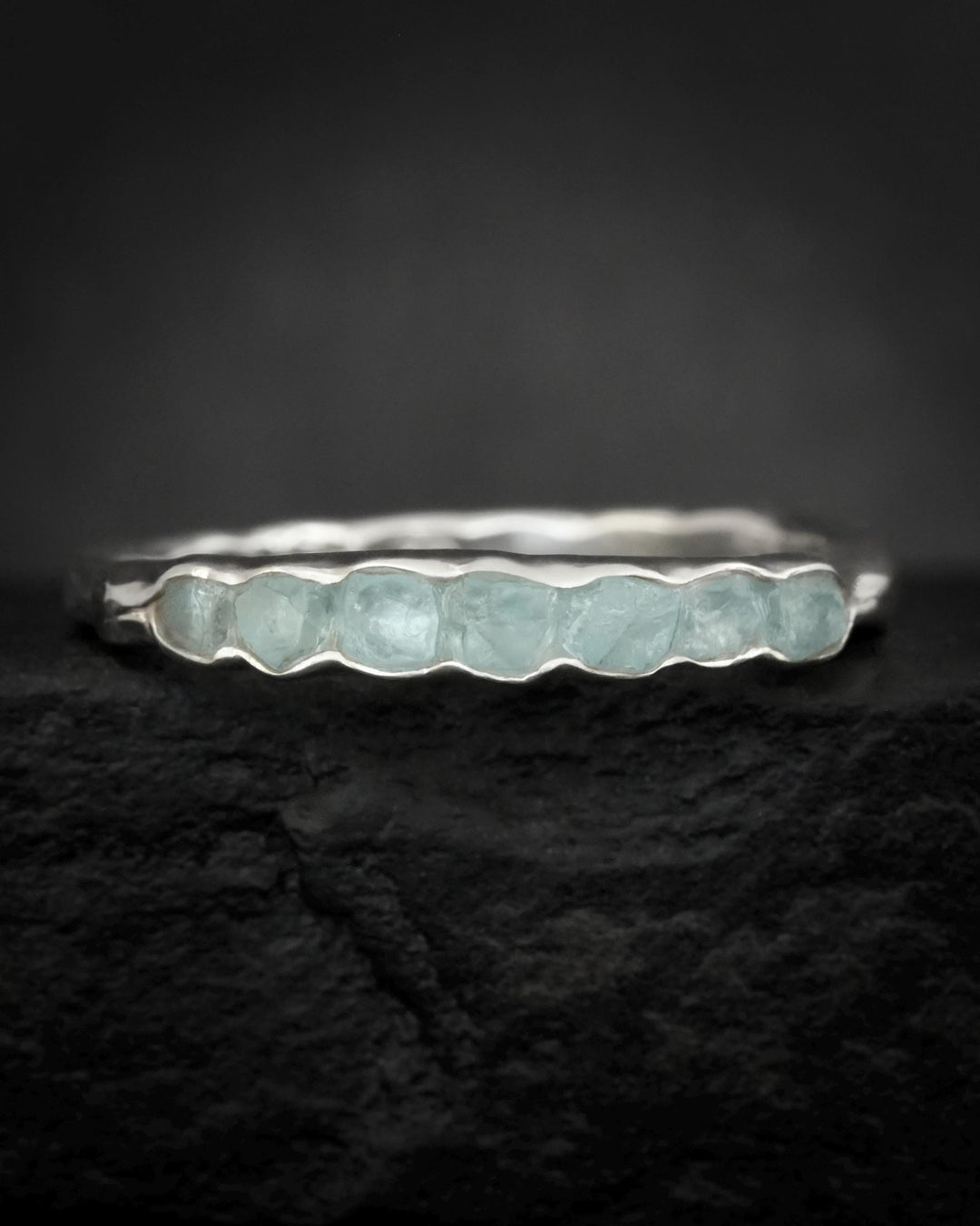 Natural Raw Aquamarine Band
