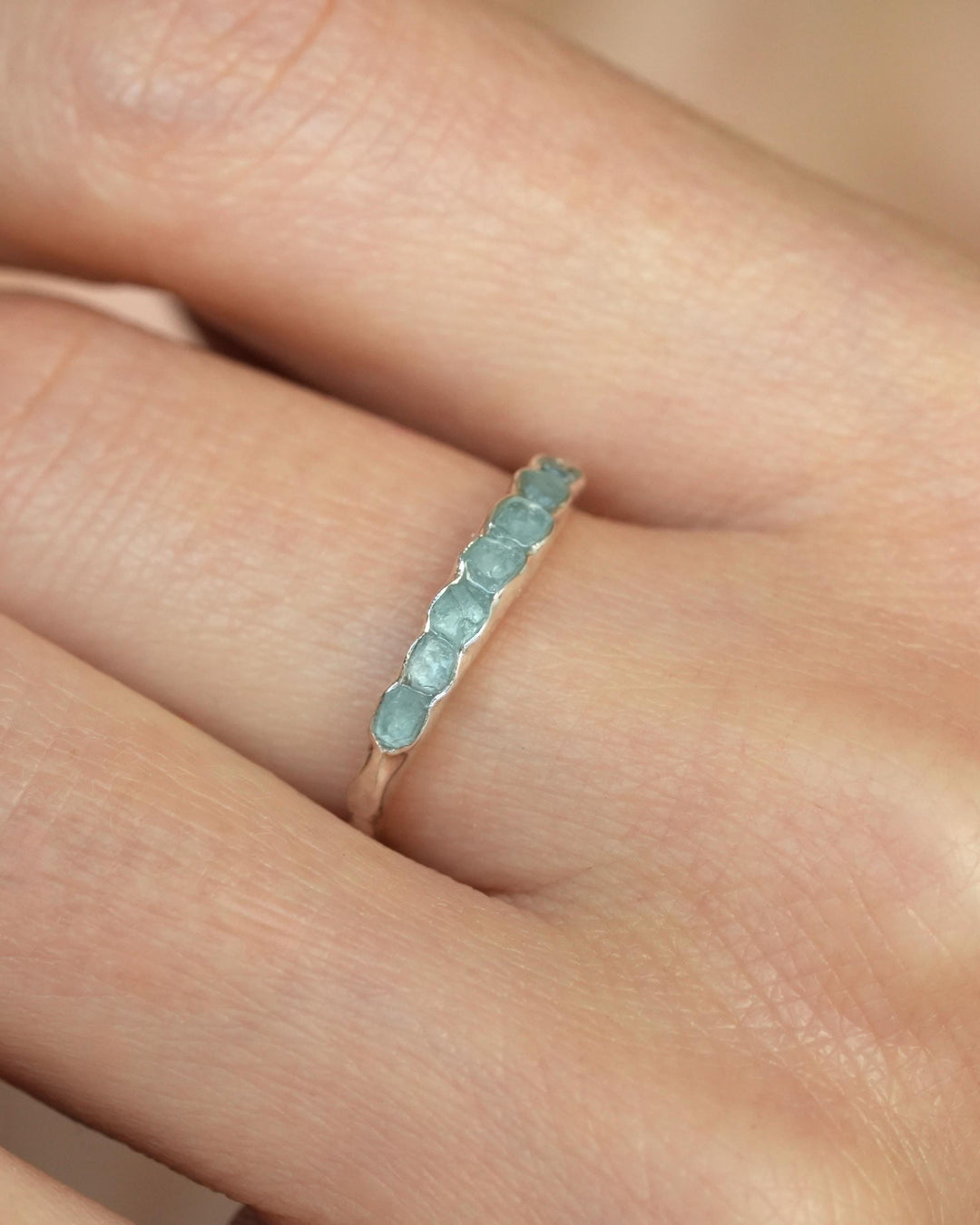 Natural Raw Aquamarine Band