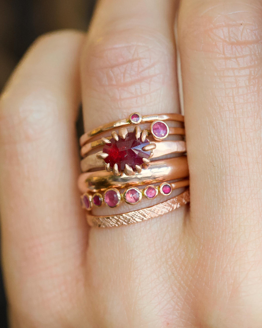 Natural Round Ruby Bubble Ring