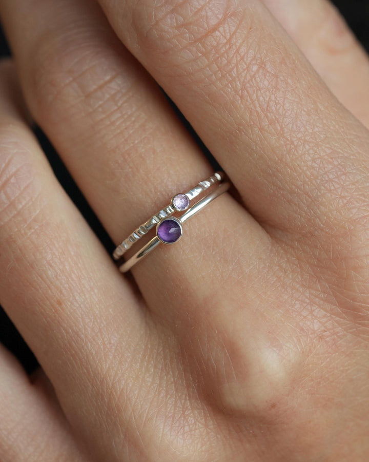 Delicate Round Amethyst Stacking Ring