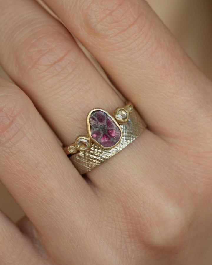 Trapiche Ruby and Diamond Ring