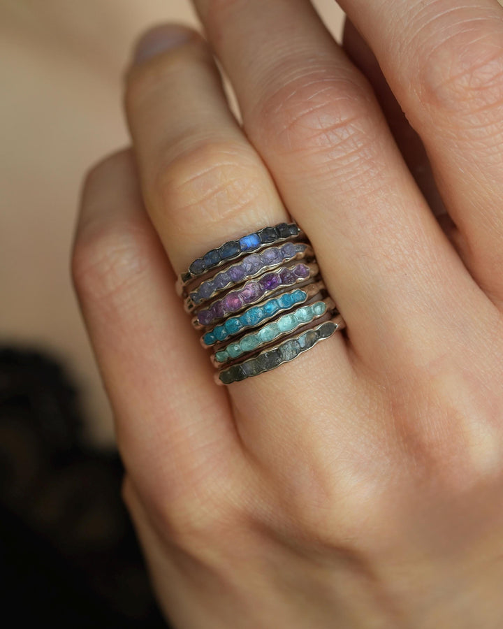 Raw Neon Blue Apatite Ring