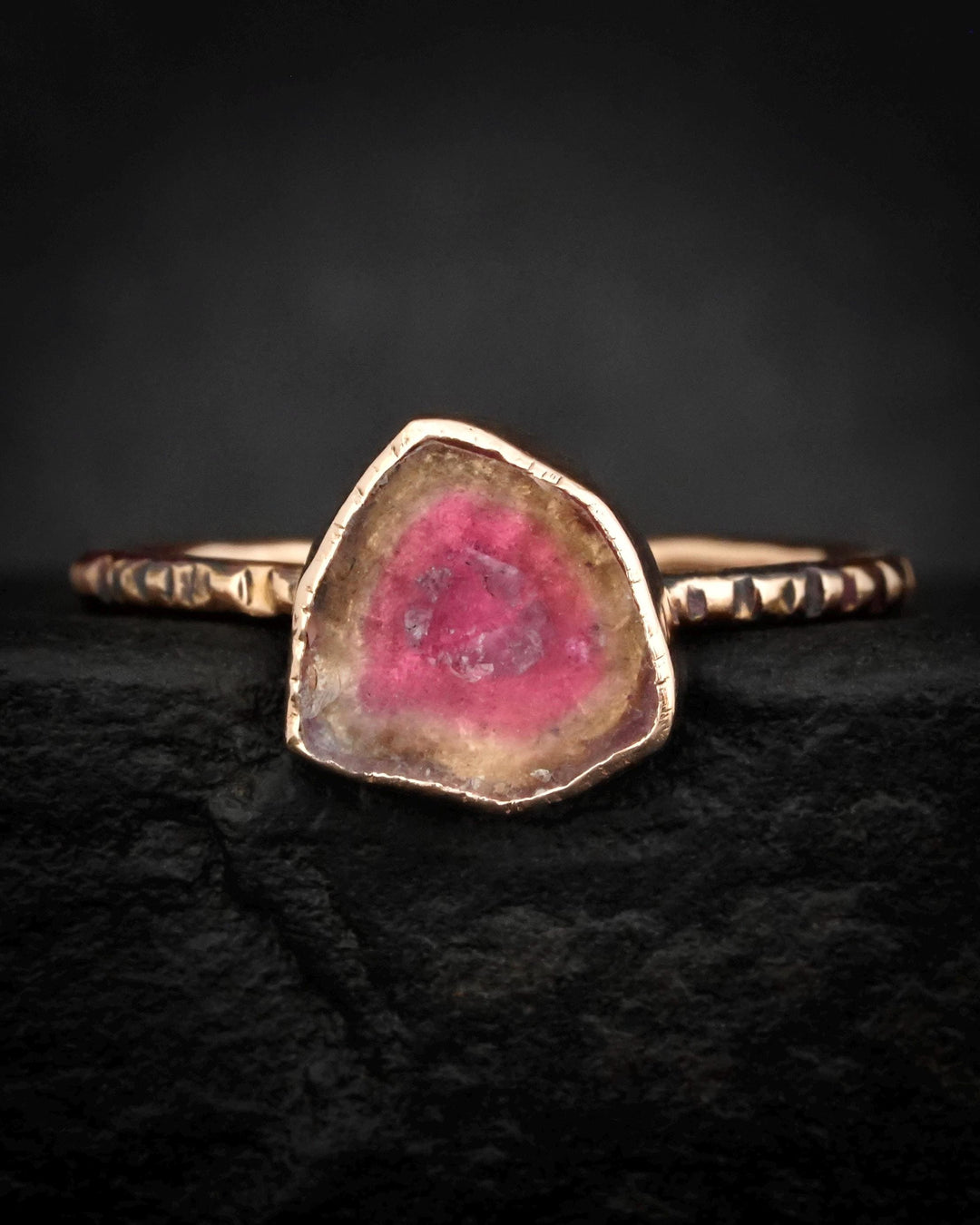 Watermelon Tourmaline Slice Ring