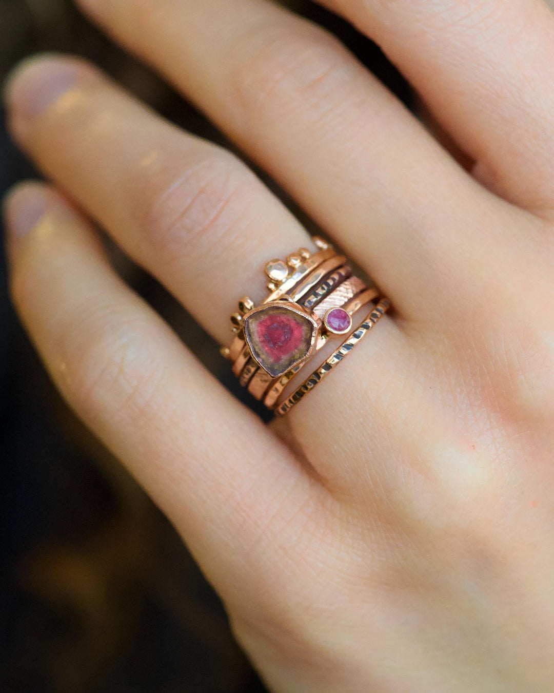 Rose Gold Pink Ruby Ring