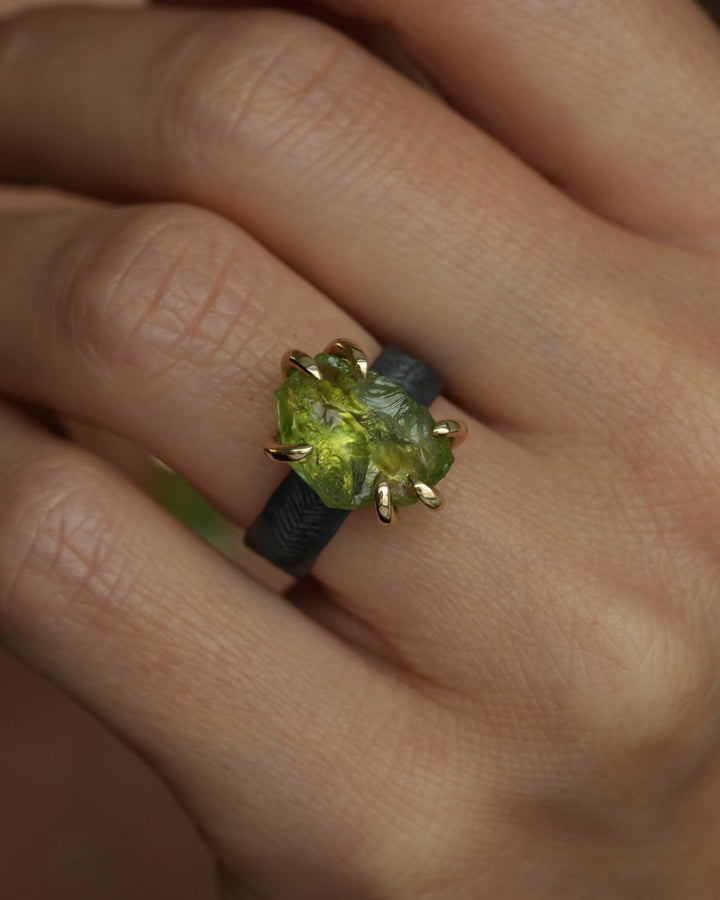 Raw Peridot Ring