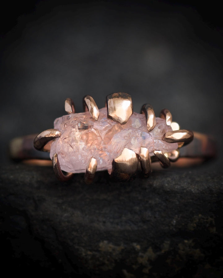 Raw Morganite Crystal Ring