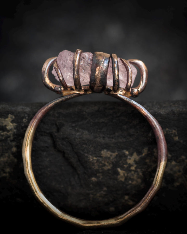 Raw Morganite Crystal Ring