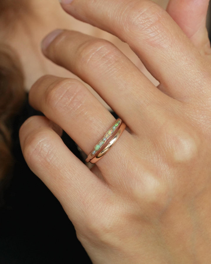 Slim Rustic Raw Opal Band