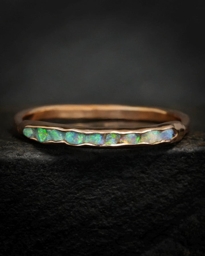 Slim Uncut Australian Opal Ring