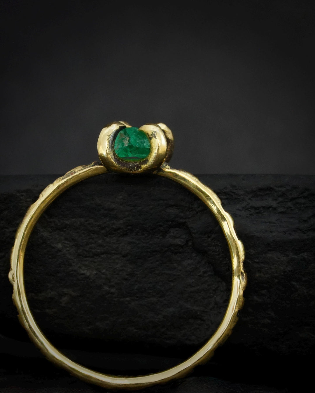 Raw Emerald Crystal Ring