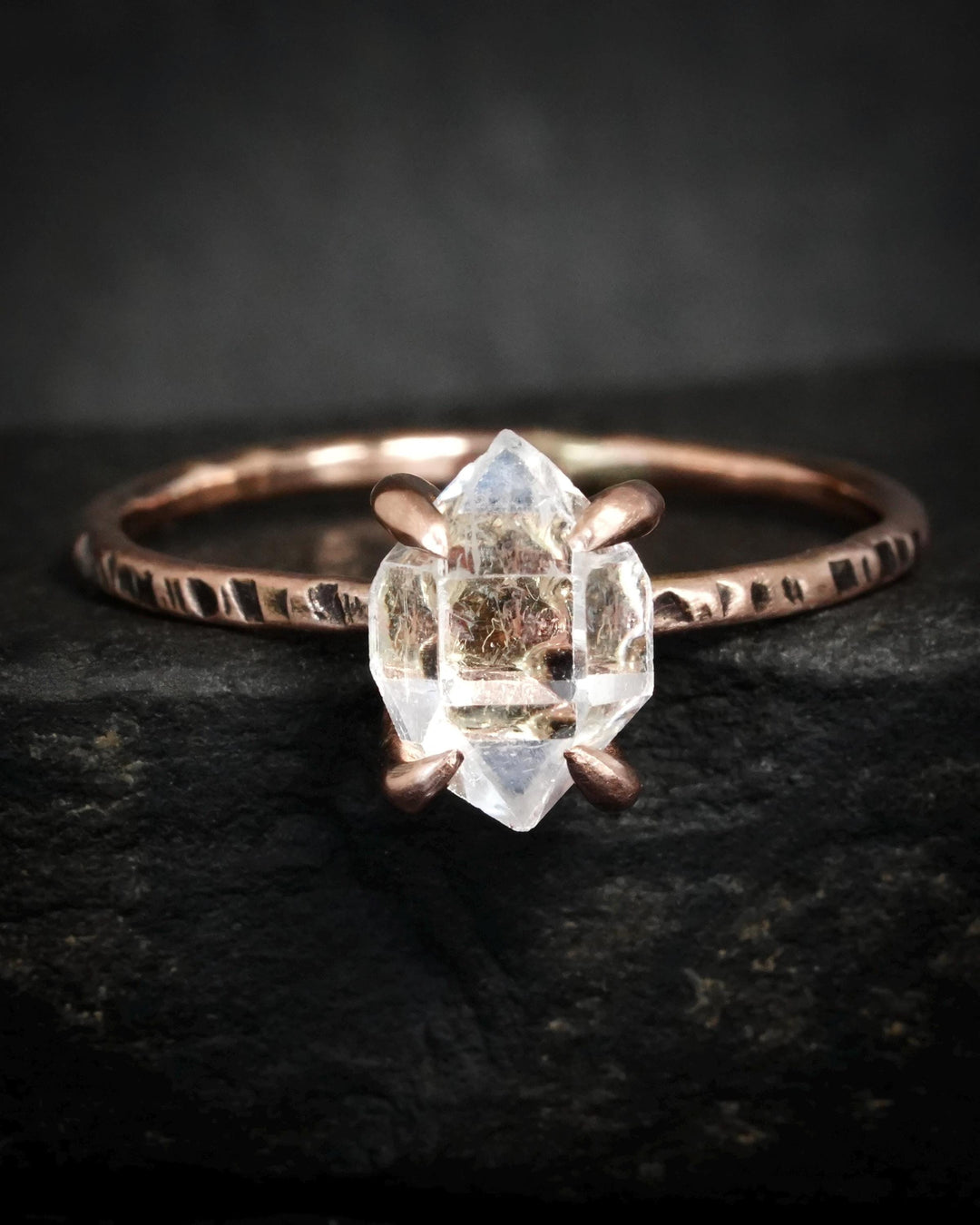 Raw Herkimer Diamond Engagement Ring