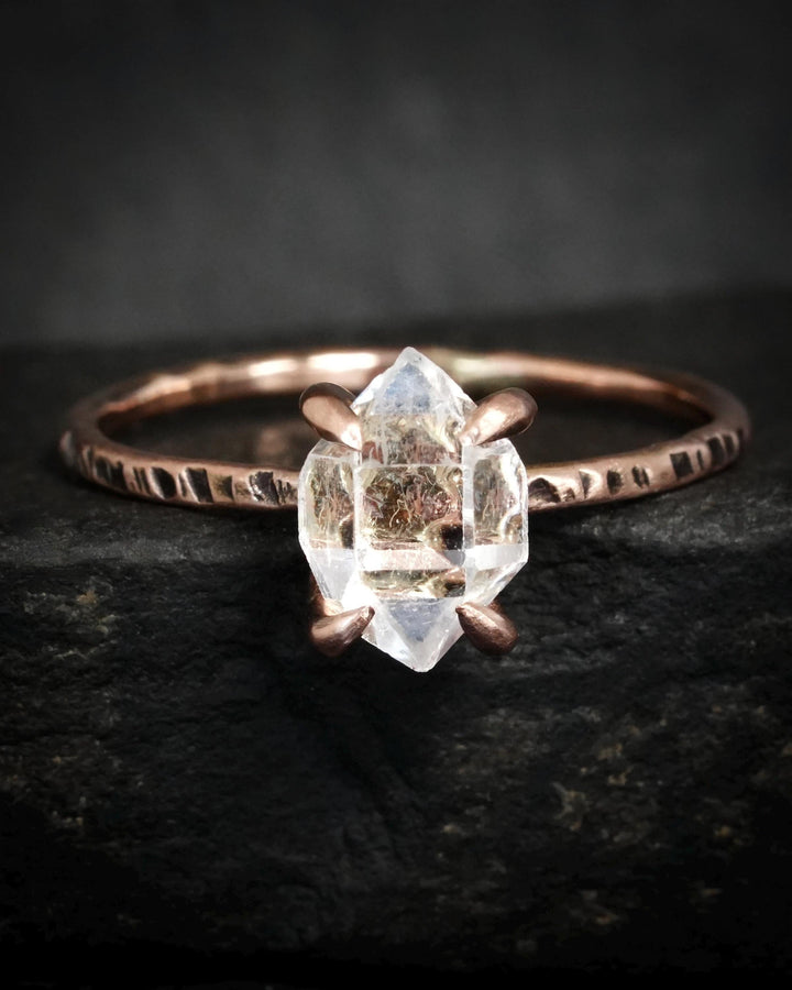 Raw Herkimer Diamond Engagement Ring