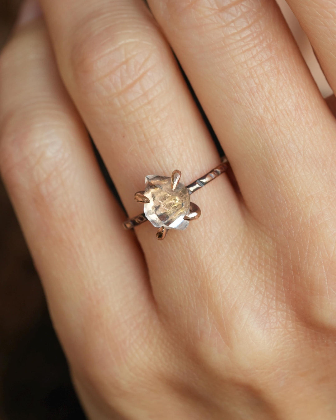 Raw Herkimer Diamond Engagement Ring