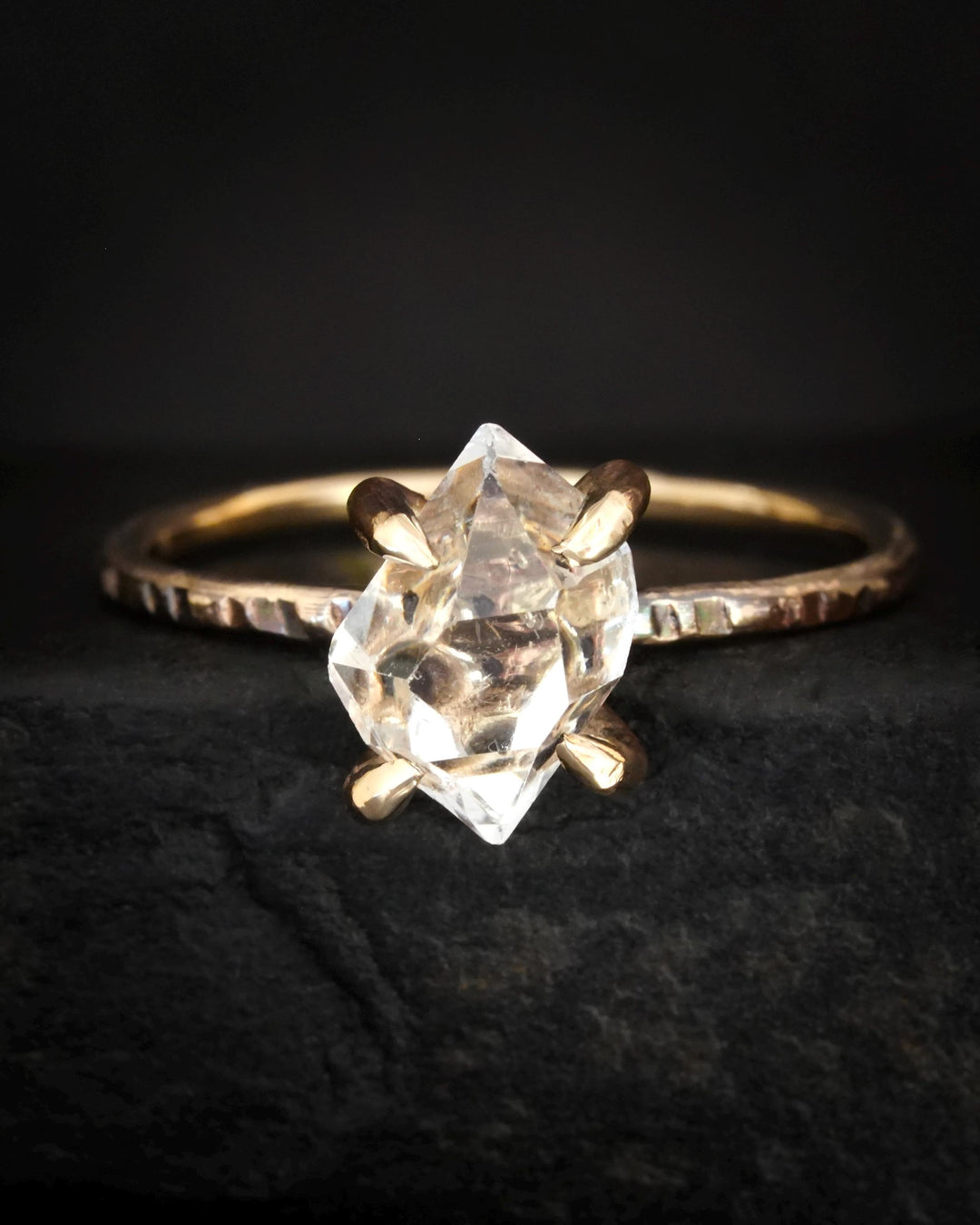 Raw Herkimer Diamond Engagement Ring