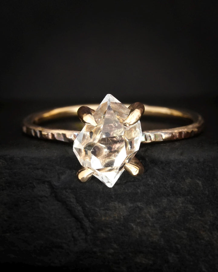Raw Herkimer Diamond Engagement Ring