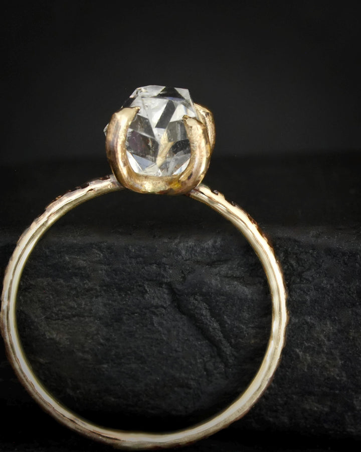 Raw Herkimer Diamond Engagement Ring