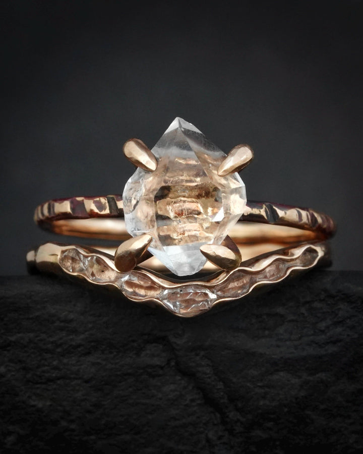 Raw Herkimer Diamond Engagement Ring