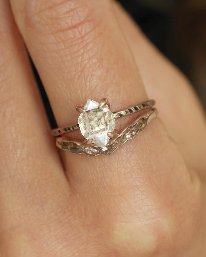 Raw Herkimer Diamond Engagement Ring