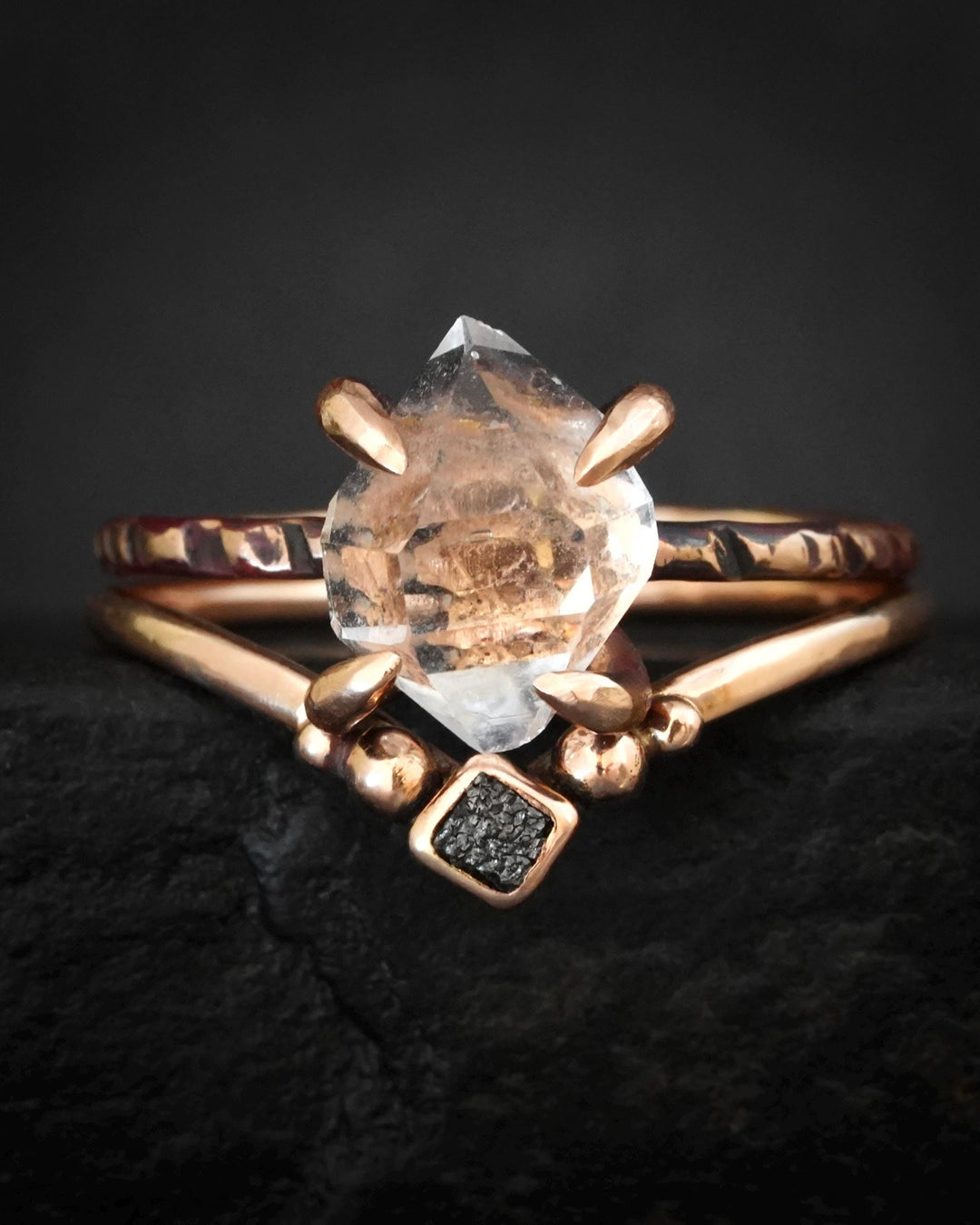 Raw Herkimer Diamond Engagement Ring