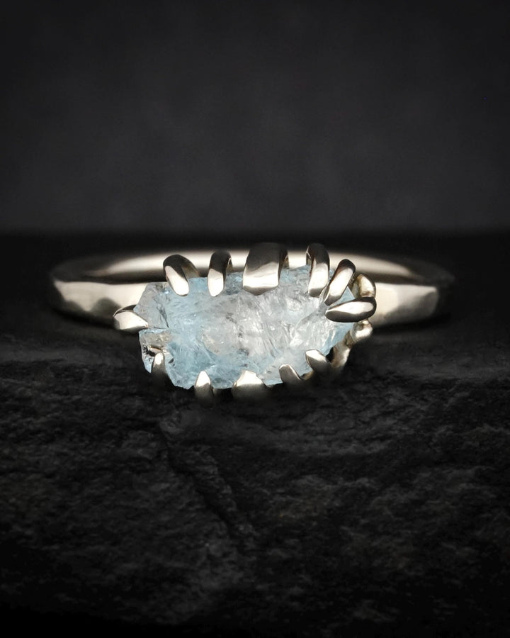 Raw Aquamarine Crystal Statement Ring