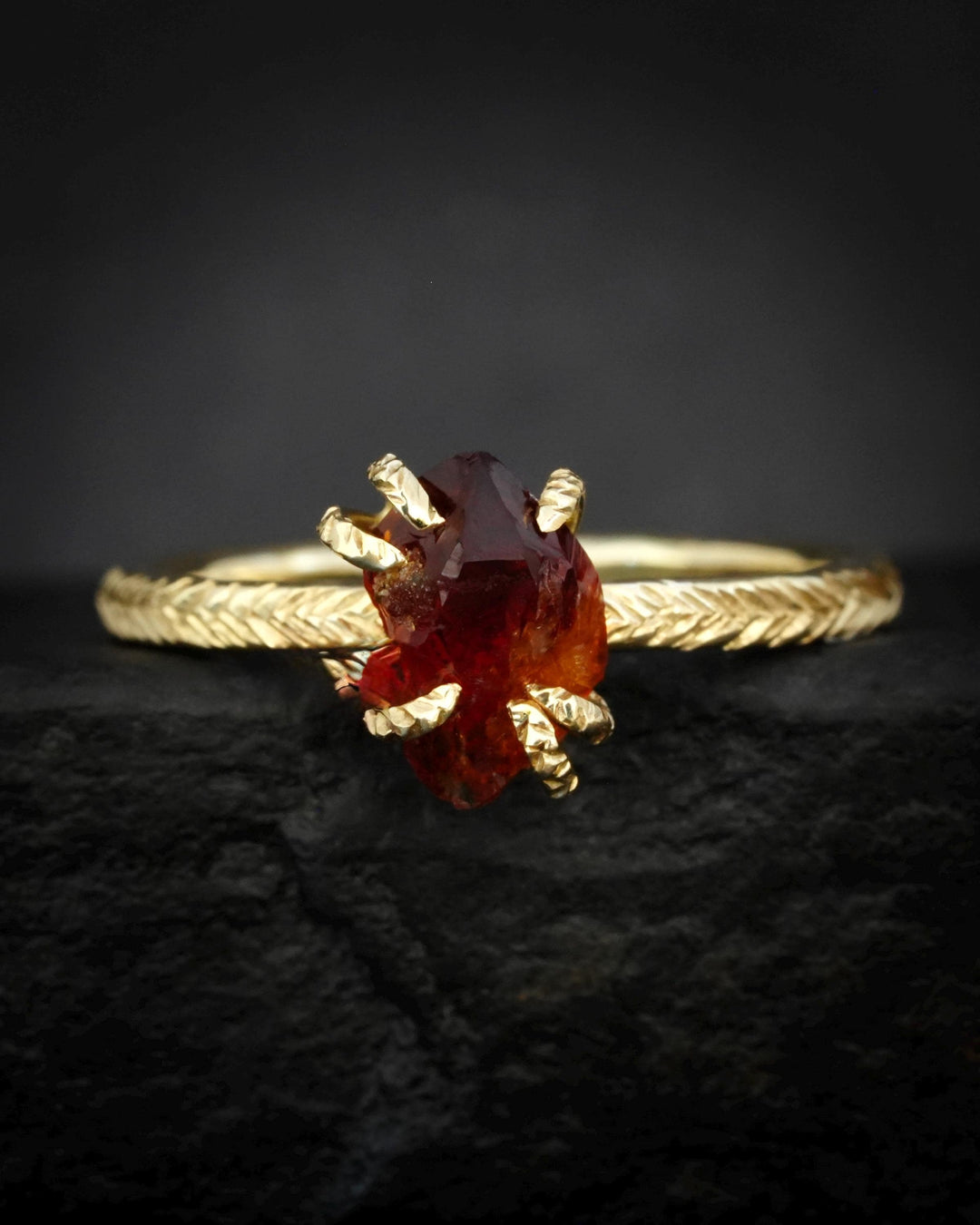 Raw Citrine Crystal Ring