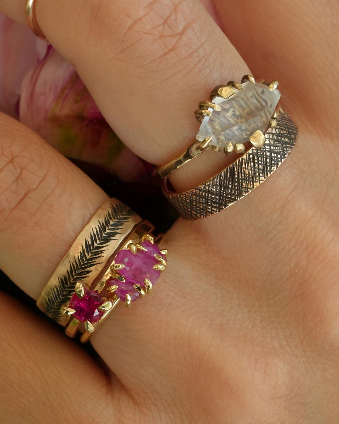Natural Ruby Crystal Engagement Ring