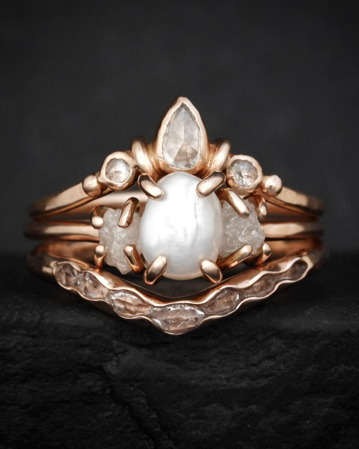 Freshwater Pearl and Raw Diamond Ring