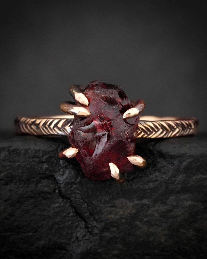Raw Almandine Garnet Ring