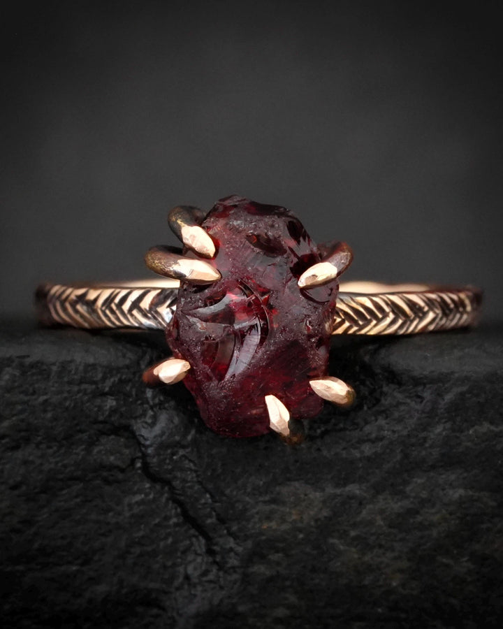 Raw Almandine Garnet Ring