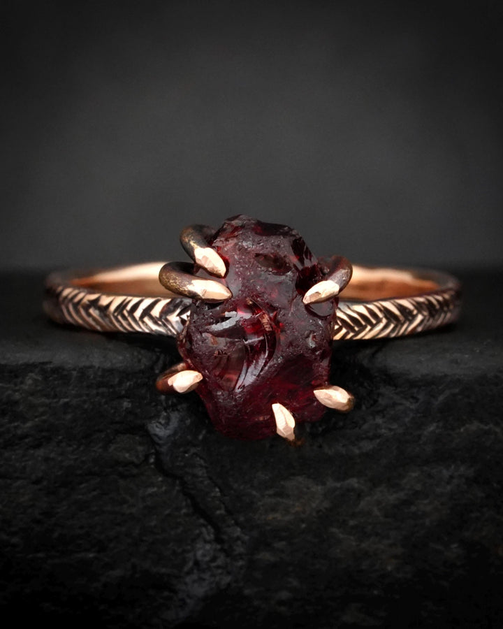 Raw Almandine Garnet Ring
