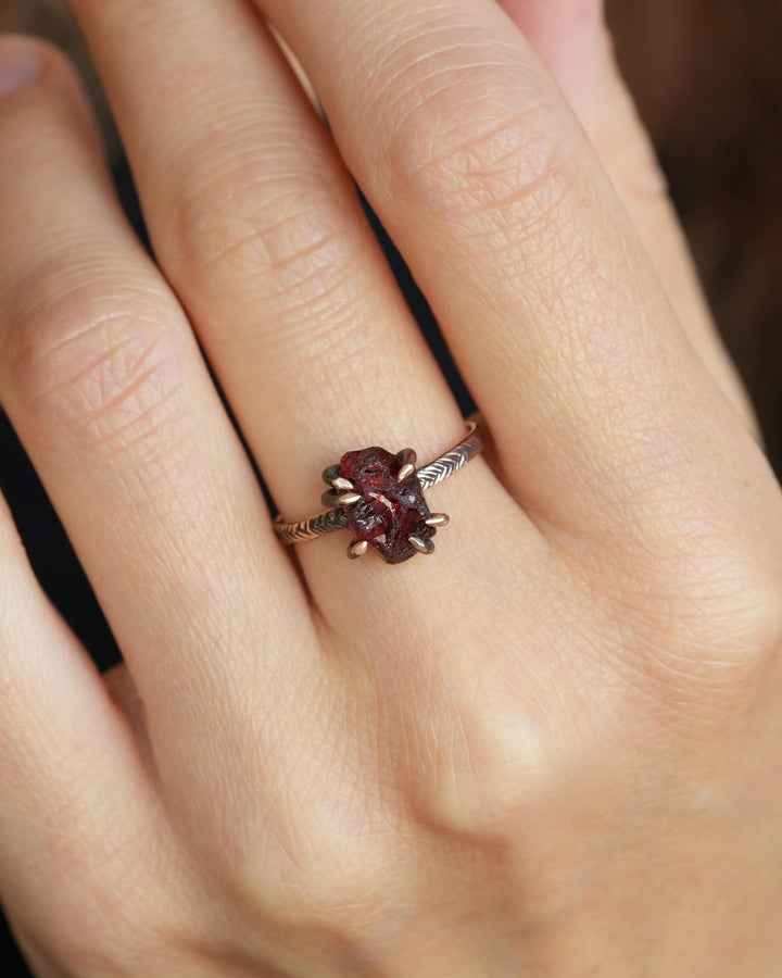 Raw Almandine Garnet Ring