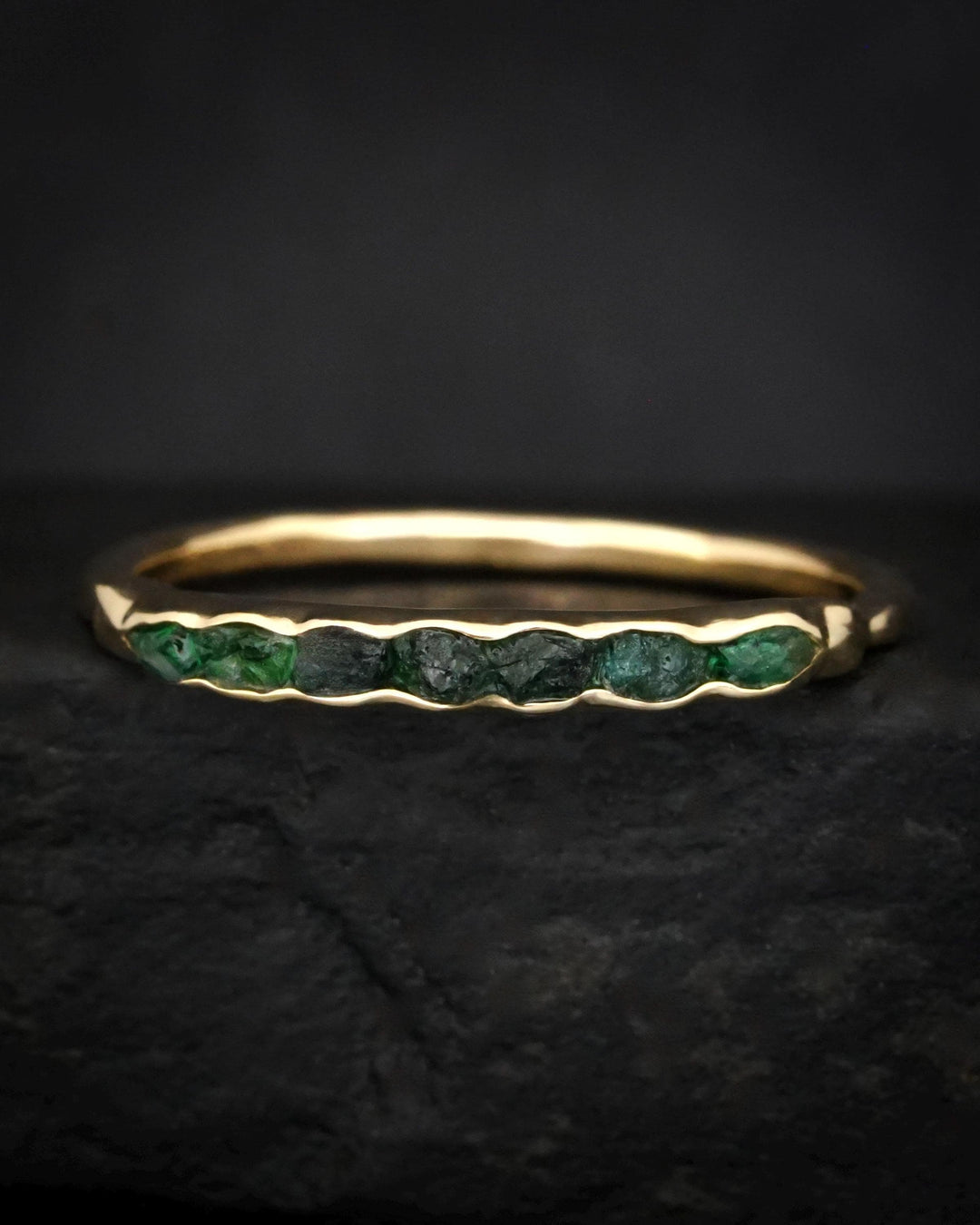 Slim Raw Emerald Band
