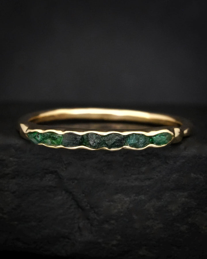 Slim Raw Emerald Band