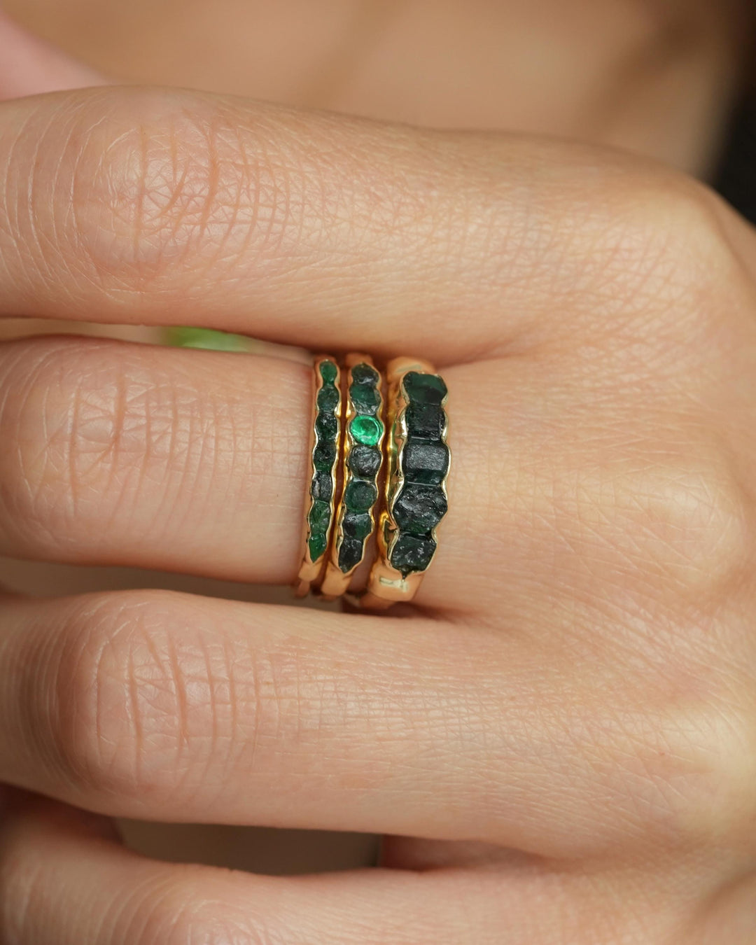 Slim Raw Emerald Band