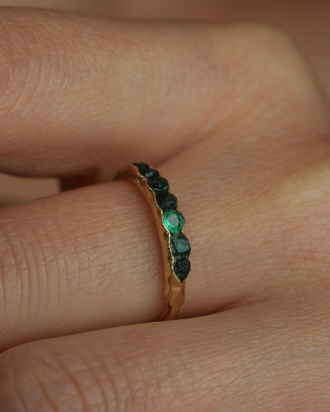Raw Emerald Gold Wrap Band