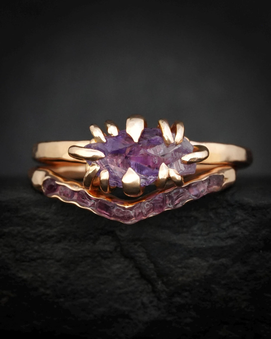 Raw Amethyst Wave Ring