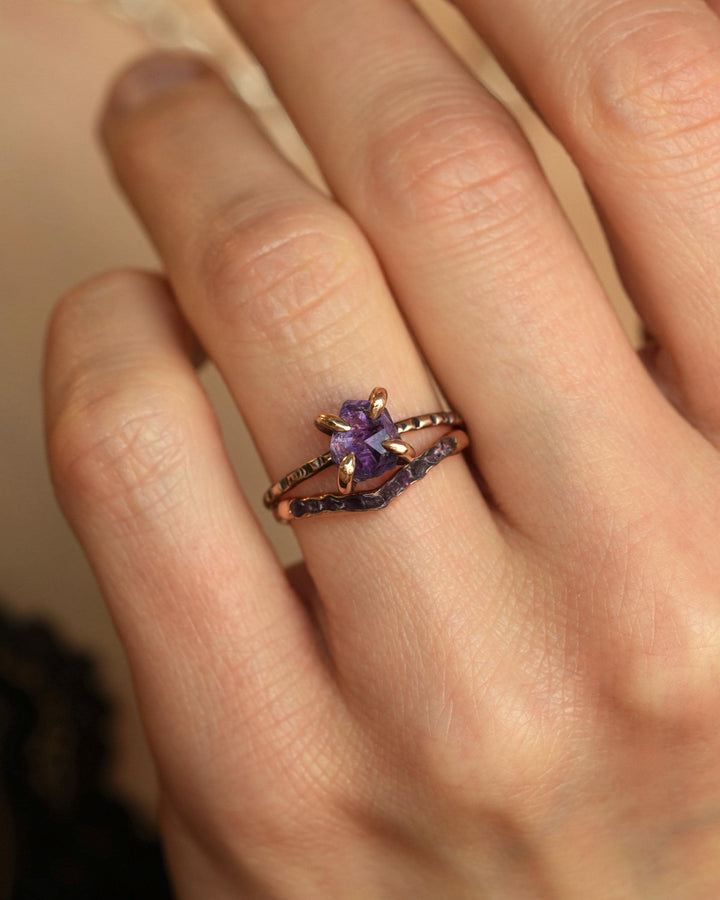 Raw Amethyst Wave Ring