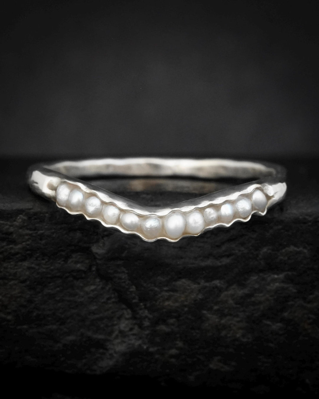 White Freshwater Pearl Wave Ring